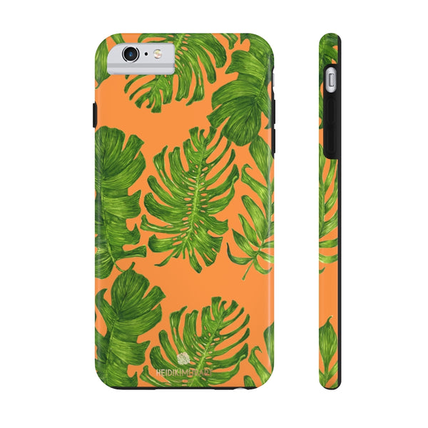 Orange Green Tropical Leaf iPhone Case, Case Mate Tough Samsung Galaxy Phone Cases-Phone Case-Printify-iPhone 6/6s Plus Tough-Heidi Kimura Art LLC
