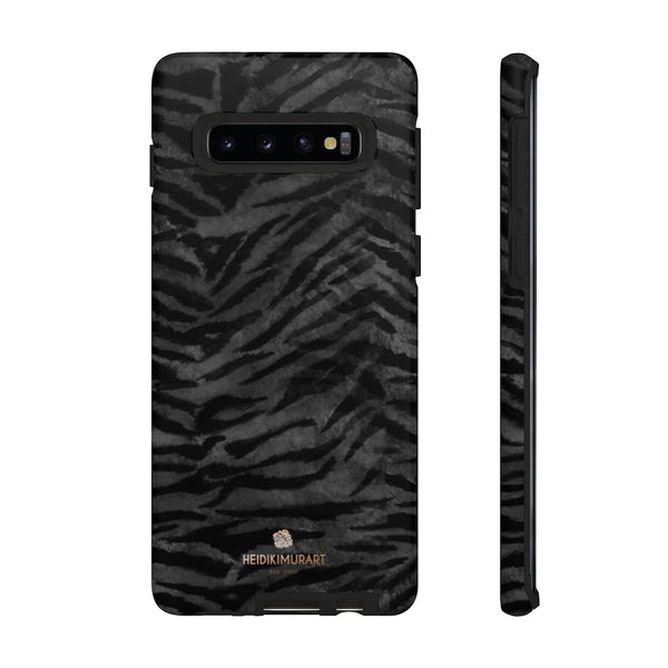 Black Tiger Striped Tough Cases, Animal Print Best Designer Phone Case-Made in USA-Phone Case-Printify-Samsung Galaxy S10-Matte-Heidi Kimura Art LLC