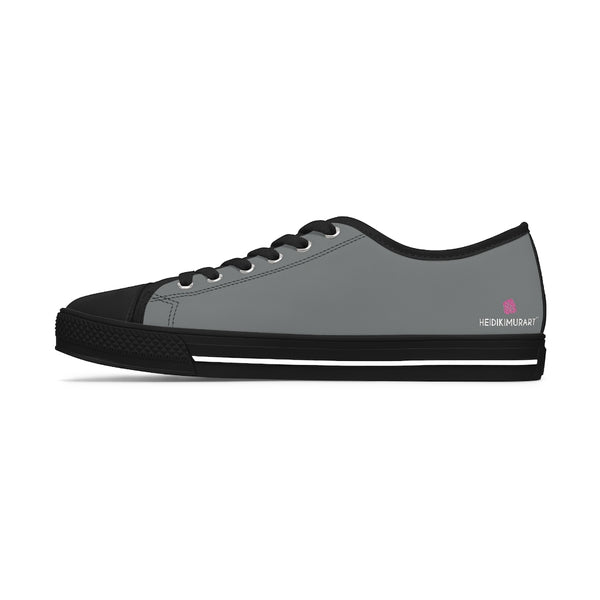 Grey Color Ladies' Sneakers, Solid Grey Color Modern Minimalist Basic Essential Women's Low Top Sneakers Tennis Shoes, Canvas Fashion Sneakers With Durable Rubber Outsoles and Shock-Absorbing Layer and Memory Foam Insoles (US Size: 5.5-12)