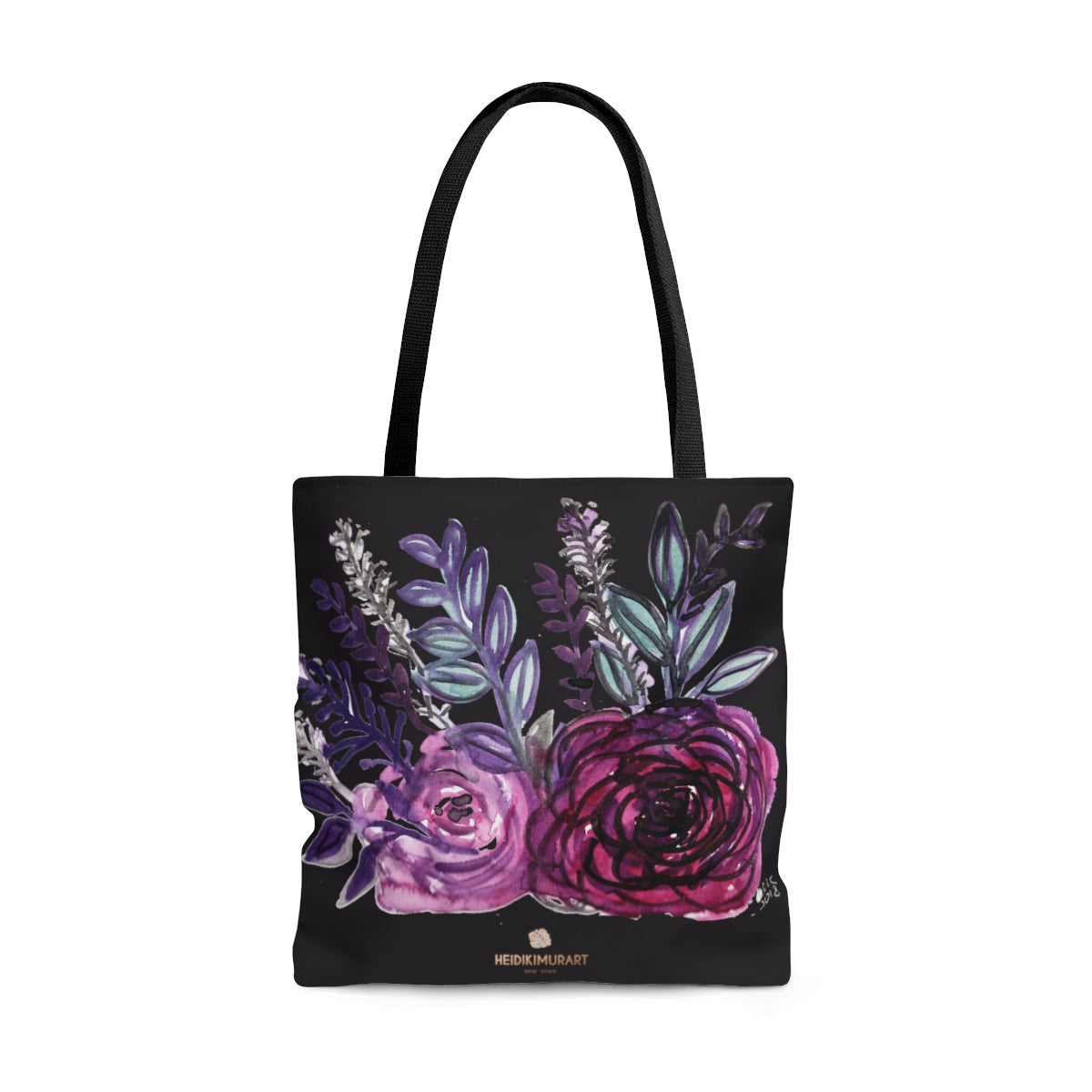 Purple Rose Flower Floral Print Designer Tote Bag - Made in USA-Tote Bag-Large-Heidi Kimura Art LLC
