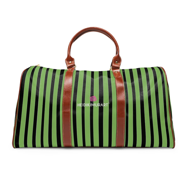 Green Striped Waterproof Travel Bag