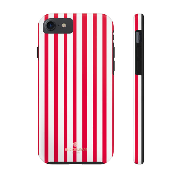 Red Striped iPhone Case, Designer Case Mate Tough Samsung Galaxy Phone Cases-Phone Case-Printify-iPhone 7, iPhone 8 Tough-Heidi Kimura Art LLC