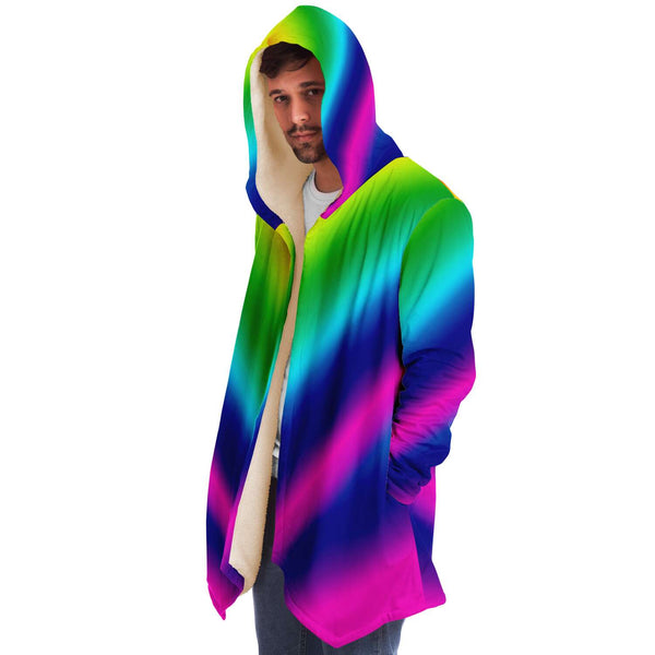 Rainbow Ombre Microfiber Fleece Jacket-Microfleece Cloak - AOP-Subliminator-Heidi Kimura Art LLC