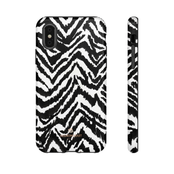 White Tiger Stripe Phone Case, Animal Print Best Tough Designer Phone Case -Made in USA-Phone Case-Printify-iPhone X-Glossy-Heidi Kimura Art LLC