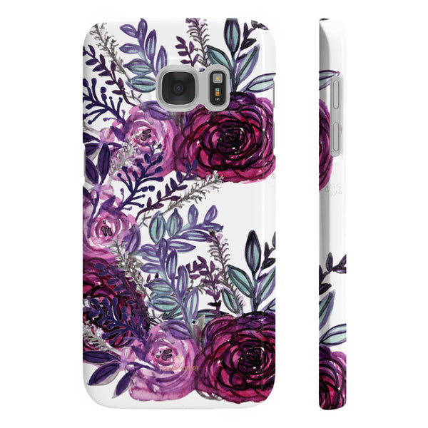 White Purple Rose Slim iPhone/ Samsung Galaxy Floral Print Phone Case, Made in UK-Phone Case-Samsung Galaxy S7 Slim-Glossy-Heidi Kimura Art LLC