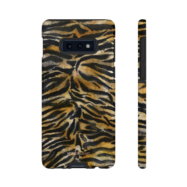 Brown Tiger Striped Tough Cases, Animal Print Best Designer Phone Case-Made in USA-Phone Case-Printify-Samsung Galaxy S10E-Glossy-Heidi Kimura Art LLC