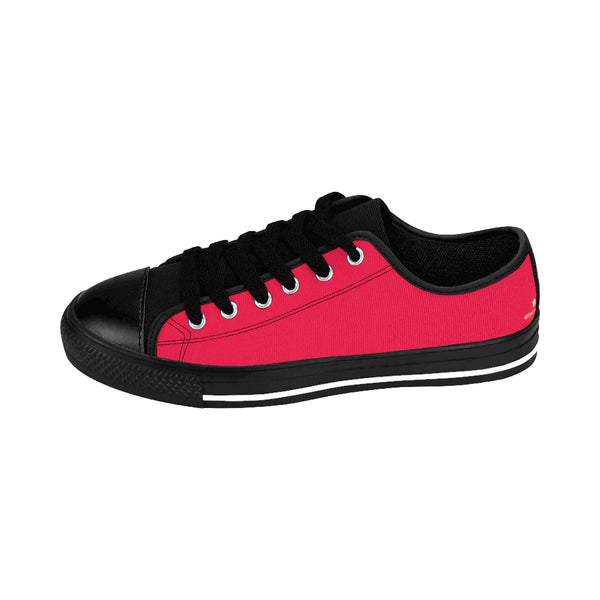 Bright Rose Red Solid Color Designer Low Top Women's Sneakers Running Shoes-Women's Low Top Sneakers-Heidi Kimura Art LLC