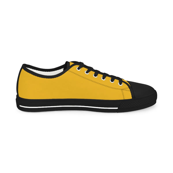 Yellow Color Men's Sneakers, Best Solid Yellow Color Modern Minimalist Best Breathable Designer Men's Low Top Canvas Fashion Sneakers With Durable Rubber Outsoles and Shock-Absorbing Layer and Memory Foam Insoles (US Size: 5-14)