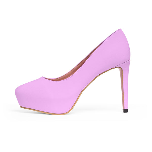 Light Pink Solid Color Print Luxury Premium Women's Platform Heels (US Size: 5-11)-4 inch Heels-Heidi Kimura Art LLC