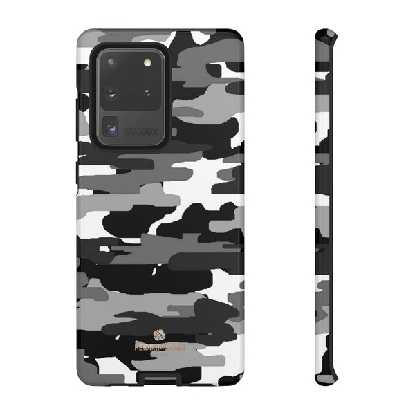 Grey Camouflage Phone Case, Army Military Print Tough Designer Phone Case -Made in USA-Phone Case-Printify-Samsung Galaxy S20 Ultra-Glossy-Heidi Kimura Art LLC
