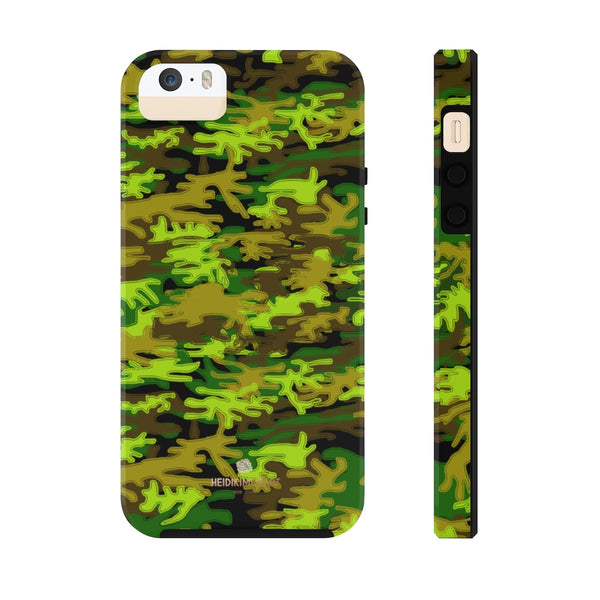 Black Green Camo iPhone Case, Case Mate Tough Samsung Galaxy Phone Cases-Phone Case-Printify-iPhone 5/5s/5se Tough-Heidi Kimura Art LLC