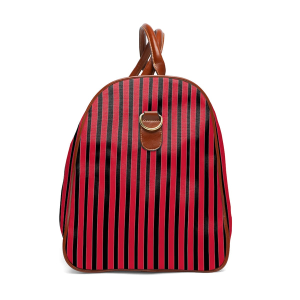 Red Stripes Waterproof Travel Bag