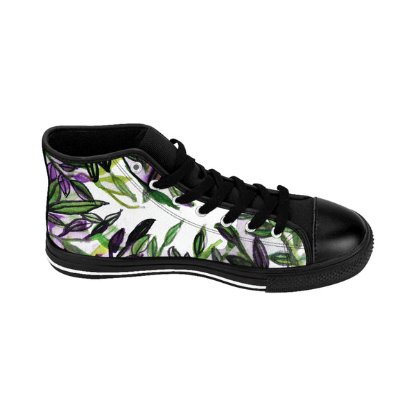 Tropical Leaves Print Men's Sneakers, Designer Men's High Top Sneakers