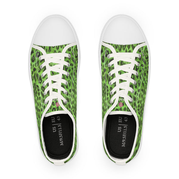 Green Leopard Men's Sneakers, Animal Print Best Designer Fashionable Men's Low Top Sneakers