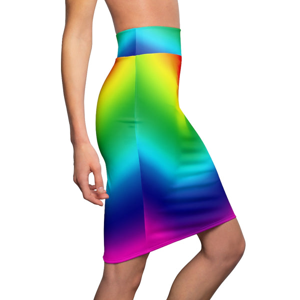 Colourful Rainbow Women's Pencil Skirt - Heidikimurart Limited 