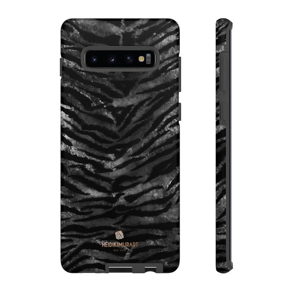 Black Tiger Stripe Tough Cases, Animal Print Best Designer Phone Case-Made in USA-Phone Case-Printify-Samsung Galaxy S10 Plus-Matte-Heidi Kimura Art LLC