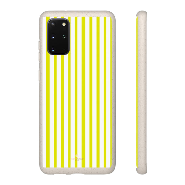 Yellow White Striped Biodegradable Case, Eco-Friendly Compostable Slim Lightweight Phone Case-Phone Case-Printify-WOYC-Samsung Galaxy S20+-Heidi Kimura Art LLC