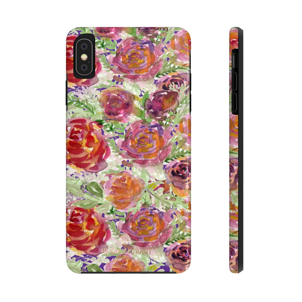 Dark Purple Garden Rose Floral Print Phone Case, Flower Case Mate Tough Phone Cases-Made in USA - Heidikimurart Limited 