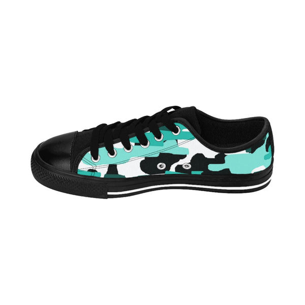 Blue Camo Print Women's Sneakers, Blue and White Army Military Camouflage Printed Designer Best Fashion Low Top Canvas Lightweight Premium Quality Women's Sneakers (US Size: 6-12)