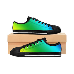 Rainbow Best Women's Sneakers, Blue Green Gay Pride LGBTQ-Friendly Colorful Printed Designer Best Fashion Low Top Canvas Lightweight Premium Quality Women's Sneakers (US Size: 6-12)