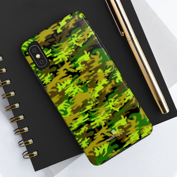 Black Green Camo iPhone Case, Case Mate Tough Samsung Galaxy Phone Cases-Phone Case-Printify-Heidi Kimura Art LLC