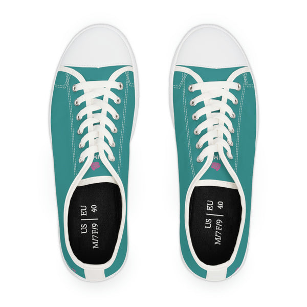 Teal Blue Color Ladies' Sneakers, Solid Color Best Designer Women's Low Top Sneakers