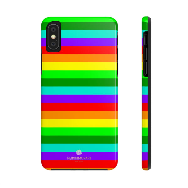 Rainbow Stripe Gay Pride iPhone Case, Colourful Case Mate Tough Samsung Galaxy Phone Cases-Phone Case-Printify-iPhone XS-Heidi Kimura Art LLC