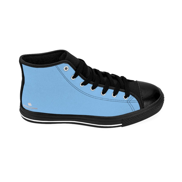Baby Blue Men's Sneakers, Solid Color Print Designer Men's Shoes, Men's High Top Sneakers US Size 6-14, Mens High Top Casual Shoes, Unique Fashion Tennis Shoes, Solid Color Sneakers, Mens Modern Footwear (US Size: 6-14)