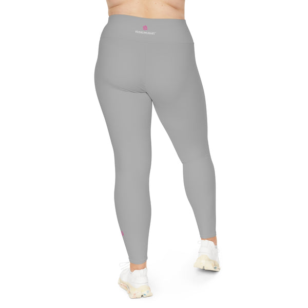 Light Grey Color Women's Tights, Best Designer Women's Plus Size Leggings