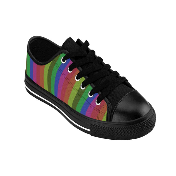Faded Rainbow Stripe Gay Pride Women's Low Top Sneakers Running Shoes(US Size: 6-12)-Women's Low Top Sneakers-Heidi Kimura Art LLC
