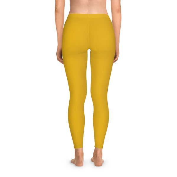Yellow Solid Color Tights, Yellow Solid Color Designer Comfy Women's Fancy Dressy Cut &amp; Sew Casual Leggings - Made in USA (US Size: XS-2XL)&nbsp;Casual Leggings For Women For Sale, Fashion Leggings, Leggings Plus Size, Mid-Waist Fit Tights&nbsp;