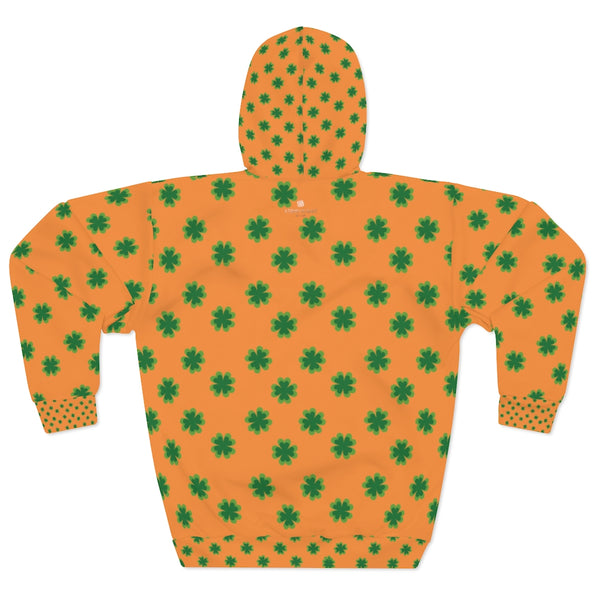 Orange Green Clover St. Patrick's Day Unisex Pullover Hoodie For Men/Women- Made in USA-Unisex Hoodie-Heidi Kimura Art LLC