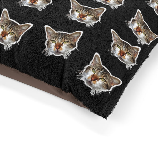 Black Cat Pet Bed, Solid Color Machine-Washable Pet Pillow With Zippers-Printed in USA-Pets-Printify-Heidi Kimura Art LLC