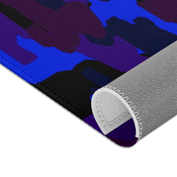 Purple Blue Camouflage Military Army Print 24x36/ 36x60/ 48x72 inches Area Rug-Area Rug-Heidi Kimura Art LLC