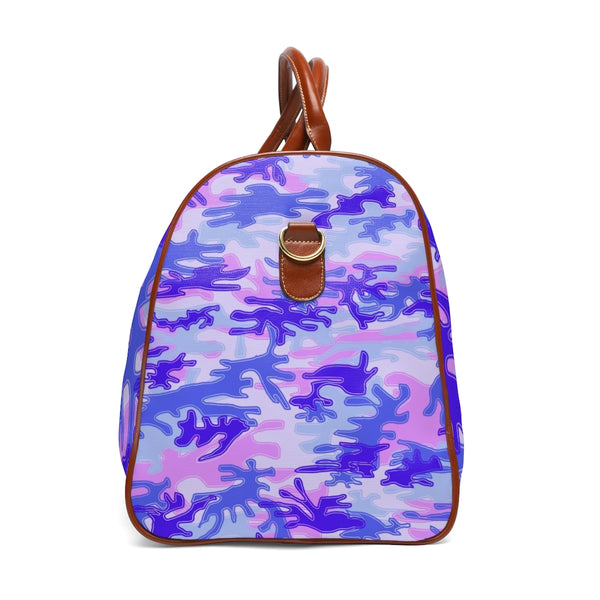 Purple Camo Waterproof Travel Bag