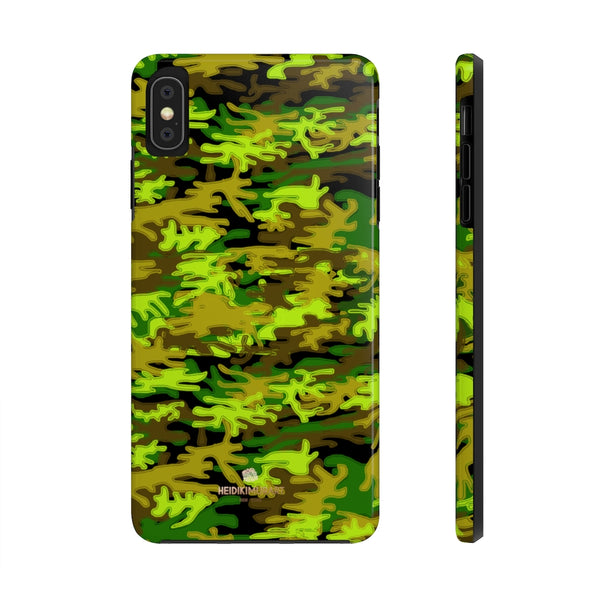 Black Green Camo iPhone Case, Case Mate Tough Samsung Galaxy Phone Cases-Phone Case-Printify-iPhone XS MAX-Heidi Kimura Art LLC
