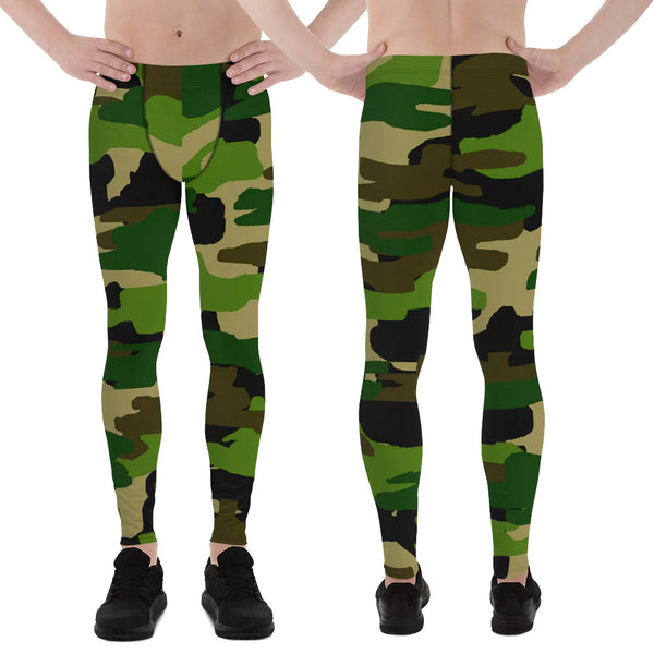 Green Brown Camo Army Meggings, Green Camo Camouflage Military Army Abstract Print Sexy Meggings Men's Workout Gym Tights Leggings, Costume Rave Party Fashion Compression Tight Pants - Made in USA/ EU/ MX (US Size: XS-3XL)