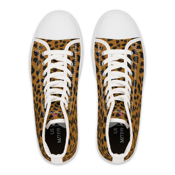 Brown Cheetah Ladies' High Tops, Animal Print Women's High Top Sneakers