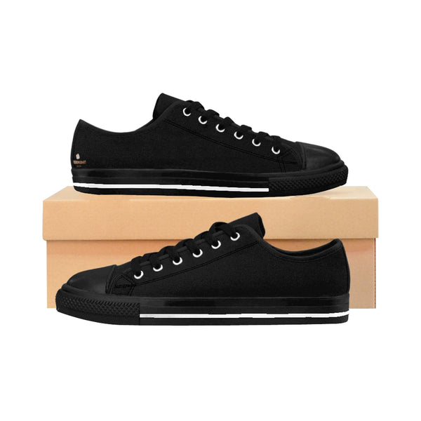 Charcoal Black Classic Solid Color Designer Low Top Women's Sneakers (US Size: 6-12)-Women's Low Top Sneakers-US 10-Heidi Kimura Art LLC