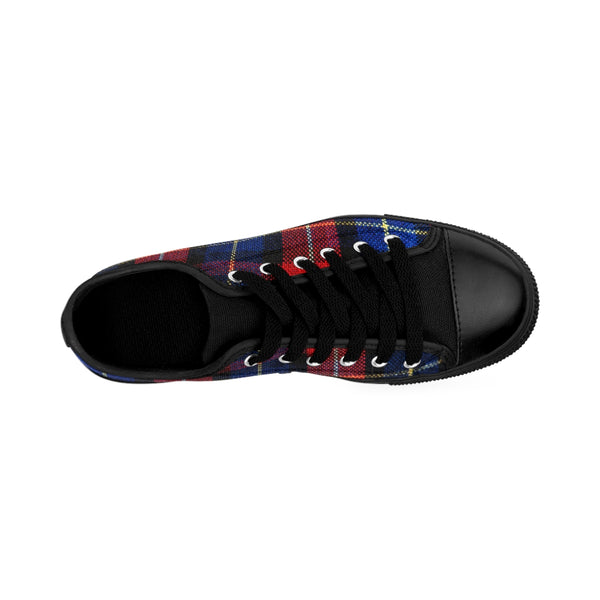 Red Plaid Print Women's Sneakers