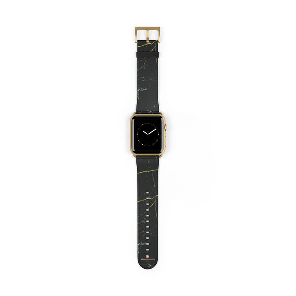 Black Marble Print Apple Watch Band, 38mm/42mm Band For Apple Watch- Made in USA-Watch Band-Heidi Kimura Art LLC