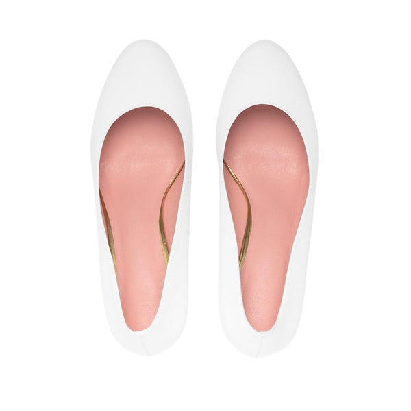 Titanium White Solid Color Print Bridal Wedding Women's Platform Heels (US Size: 5-11)-4 inch Heels-Heidi Kimura Art LLC