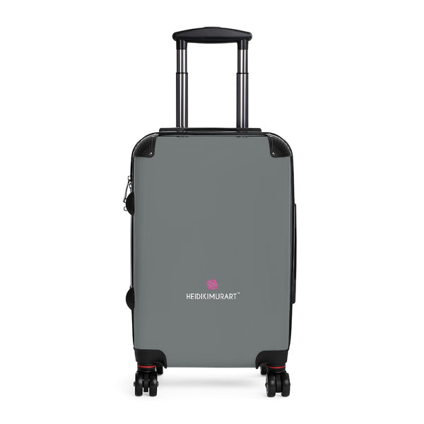 Dark Grey Color Cabin Suitcase, Carry On Polycarbonate Front and Hard-Shell Durable Small 1-Size Carry-on Luggage With 2 Inner Pockets & Built in Lock With 4 Wheel 360° Swivel and Adjustable Telescopic Handle - Made in USA/UK (Size: 13.3" x 22.4" x 9.05", Weight: 7.5 lb) Unique Cute Carry-On Best Personal Travel Bag Custom Luggage - Gift For Him or Her 
