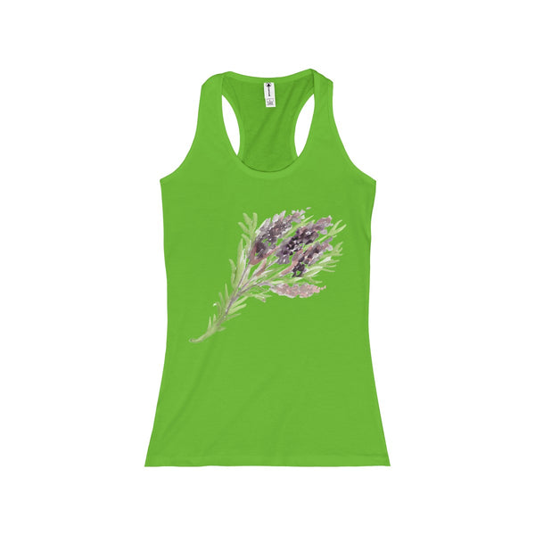 Bright Lavender Floral Women's Racerback Tank - Designed and Made in the USA.-Tank Top-Lime-S-Heidi Kimura Art LLC