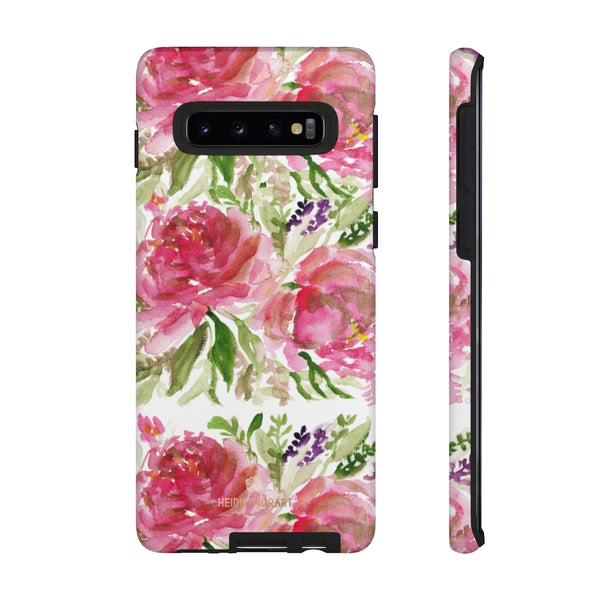 Pink Rose Floral Phone Case, Watercolor Flower Print Tough Designer Phone Case -Made in USA-Phone Case-Printify-Samsung Galaxy S10-Matte-Heidi Kimura Art LLC