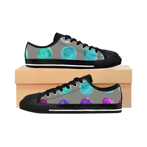 Colorful Abstract Polka Dots Print Designer Women's Low Top Sneakers (US Size: 6-12)-Women's Low Top Sneakers-US 10-Heidi Kimura Art LLC Dotted Women's Running Shoes, Colorful Abstract Polka Dots Print Designer Women's Low Top Sneakers Footwear Casual Running Tennis Shoes (US Size: 6-12)