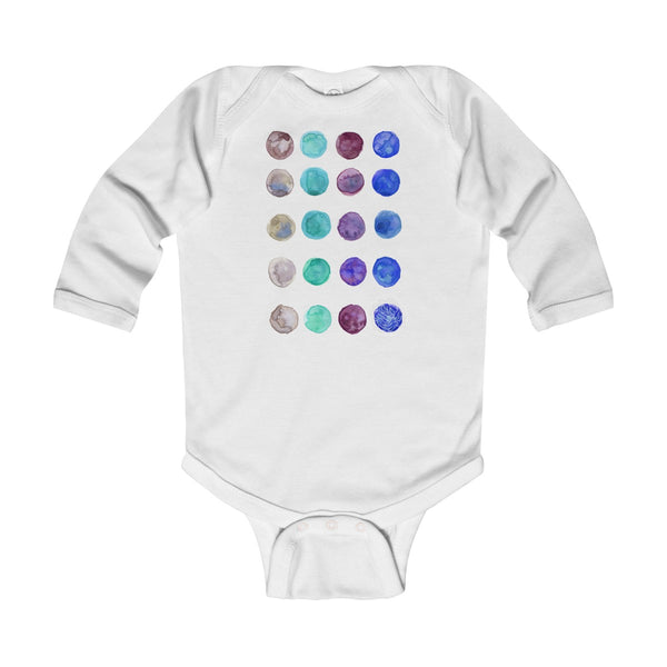 Polka Dots Infant Long Sleeve Bodysuit - Made in United Kingdom (UK Size: 6M-24M)-Kids clothes-White-12M-Heidi Kimura Art LLC