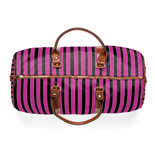 Pink Stripes Waterproof Travel Bag