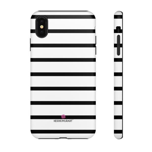 Black Striped Designer Tough Cases, Modern Minimalist iPhone Samsung Case-Made in USA - Heidikimurart Limited 
