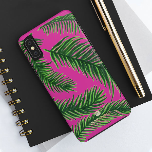 Hot Pink Tropical Print Phone Case, Palm Leaf Case Mate Tough Phone Cases-Made in USA - Heidikimurart Limited 